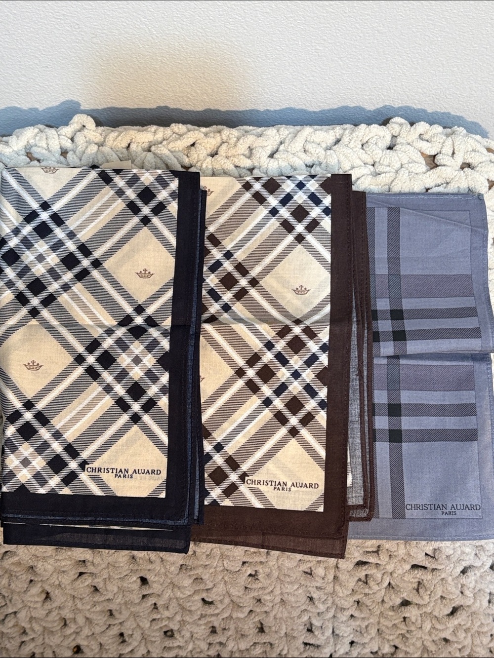 Christian Aujard Paris Handkerchief/Pocket Square Trio Set
